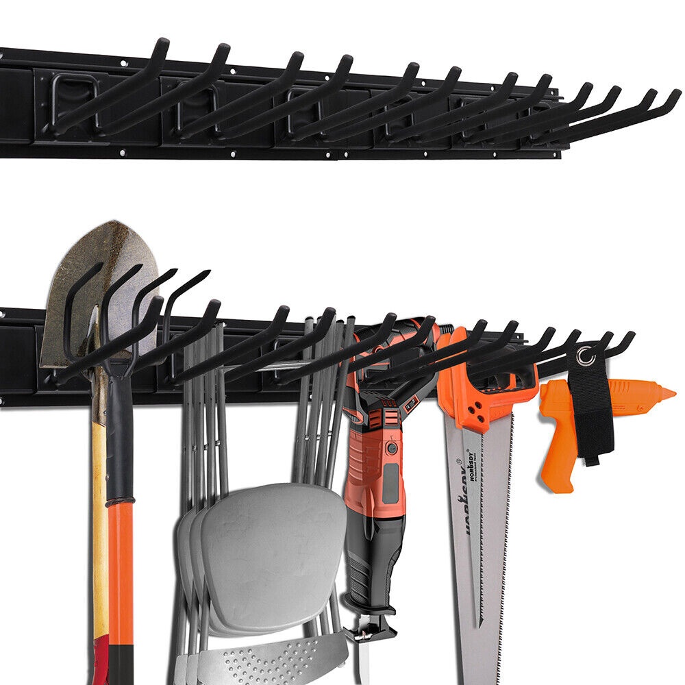 NNEDSZ Wall Mounted Hook Rail Set Bike Holder Garden Tool Storage Rack Garage Organizer-0