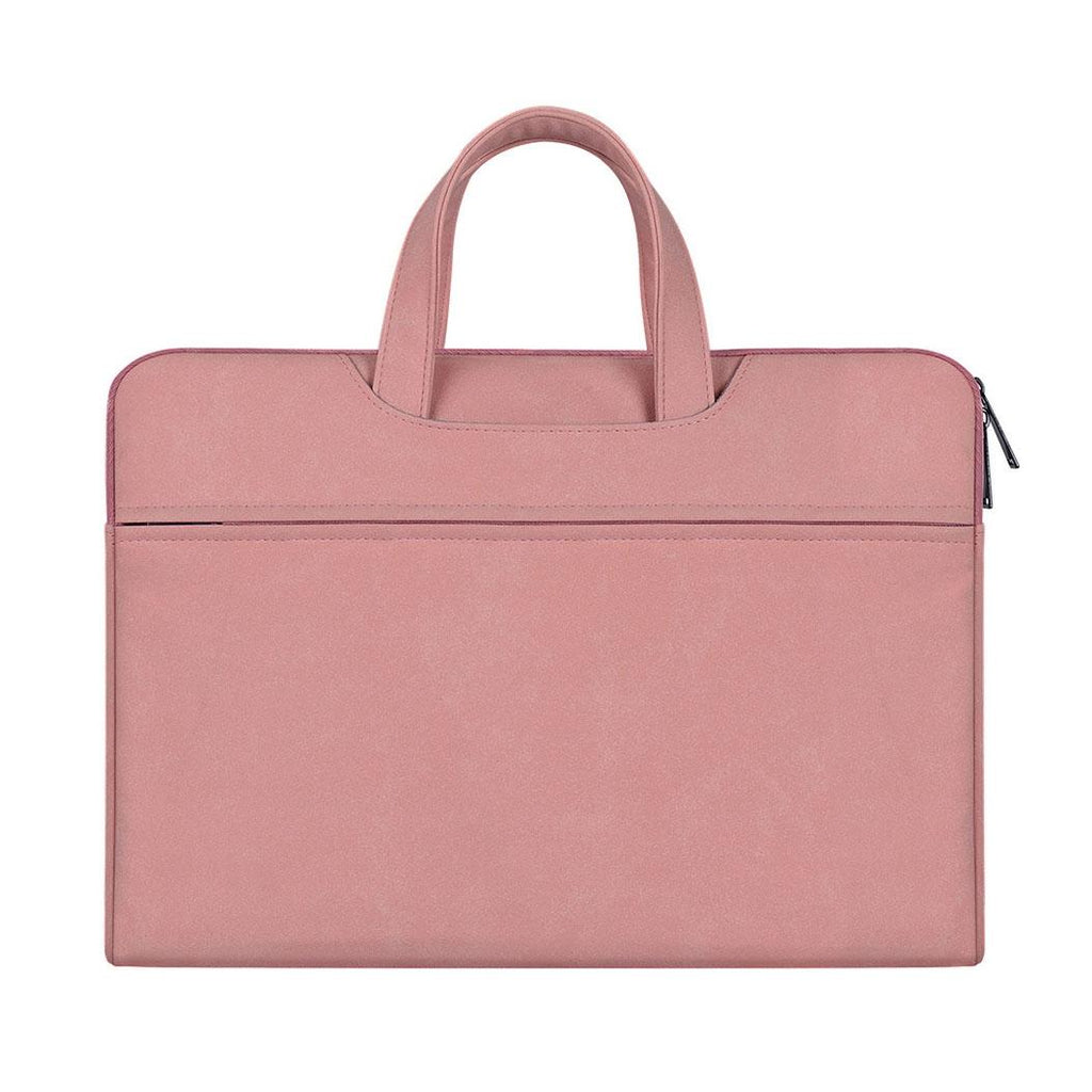 NNEDSZ Waterproof Portable One-shoulder Handbag for 15.6 Laptops with Hidden Zipper and Suitcase Belt - Pink