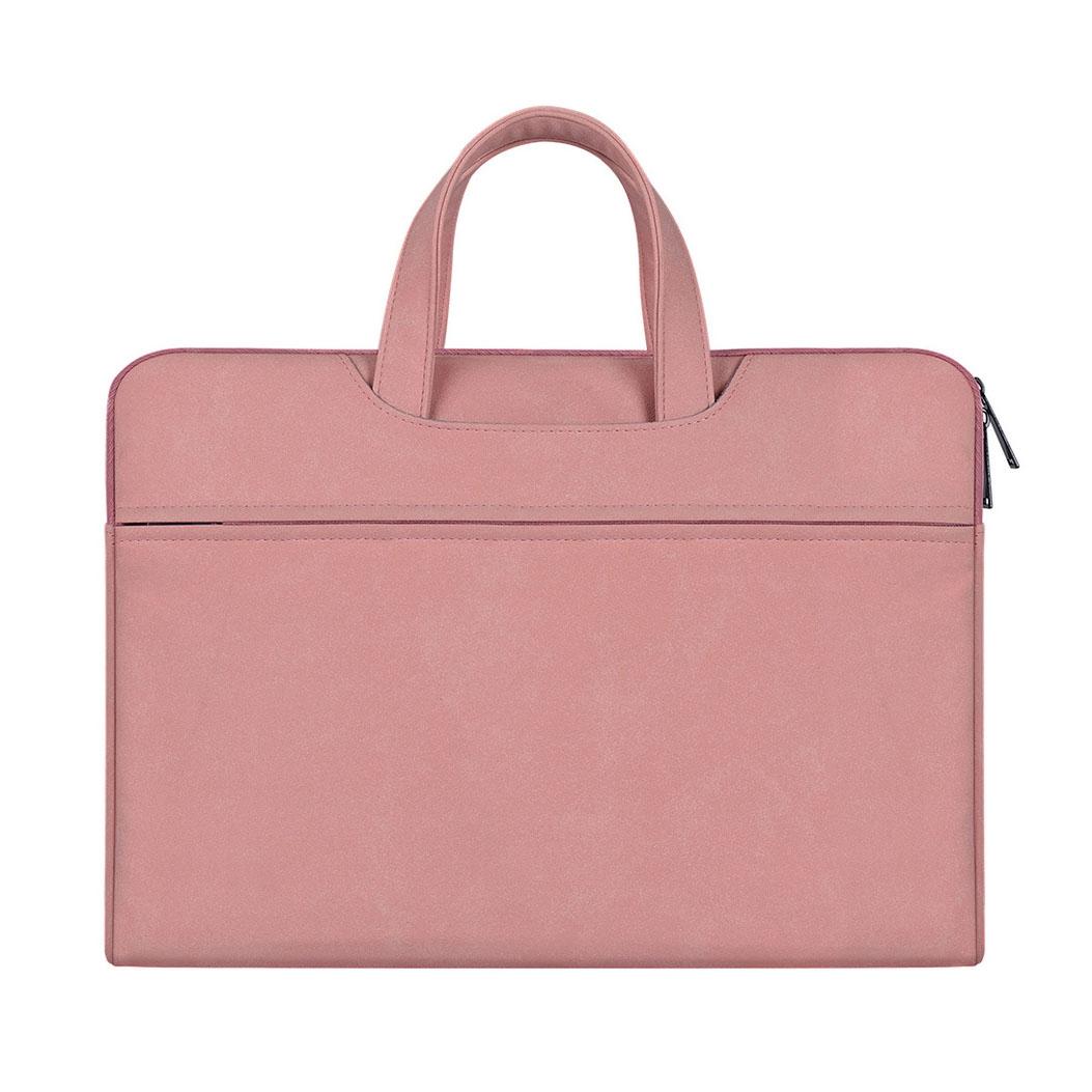 NNEDSZ Waterproof Portable One-shoulder Handbag for 15.6 Laptops with Hidden Zipper and Suitcase Belt - Pink