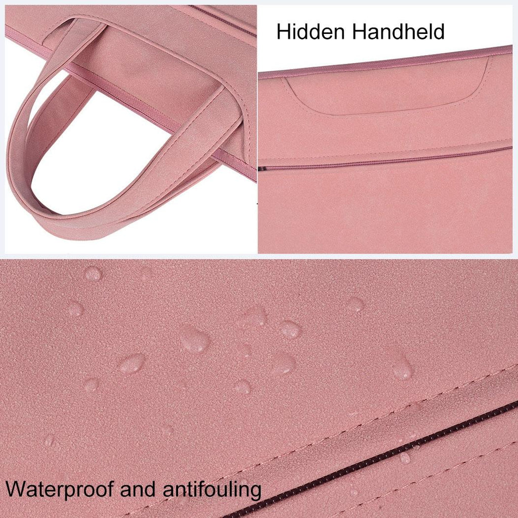 NNEDSZ Waterproof Portable One-shoulder Handbag for 15.6 Laptops with Hidden Zipper and Suitcase Belt - Pink