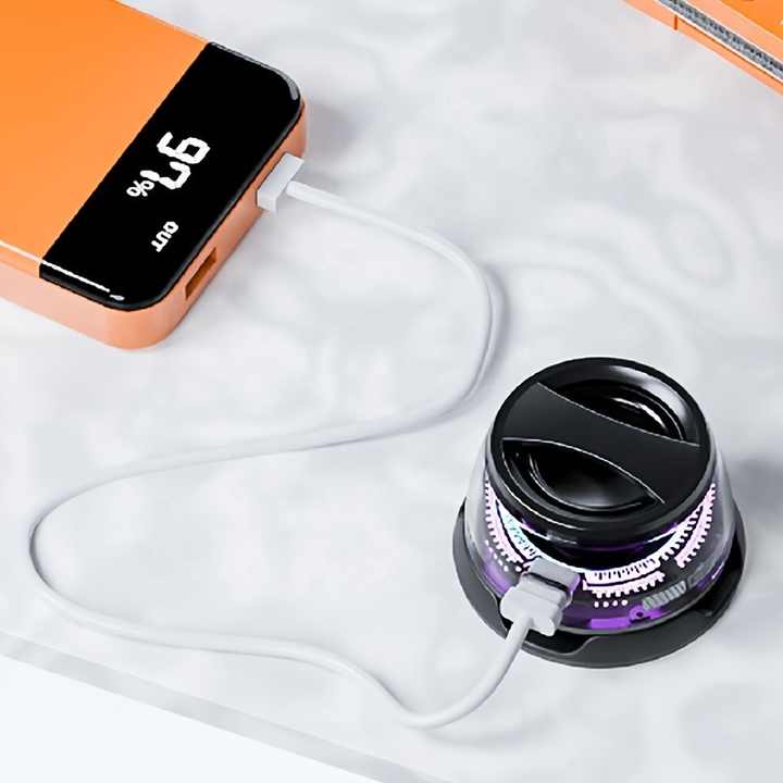 NNEDSZ Blue Portable Mini Bluetooth Speaker with Magnetic Base, High-Quality Bass and Surround Sound, Colorful Ambient Lighting, USB Rechargeable, 6-Hour Battery Life