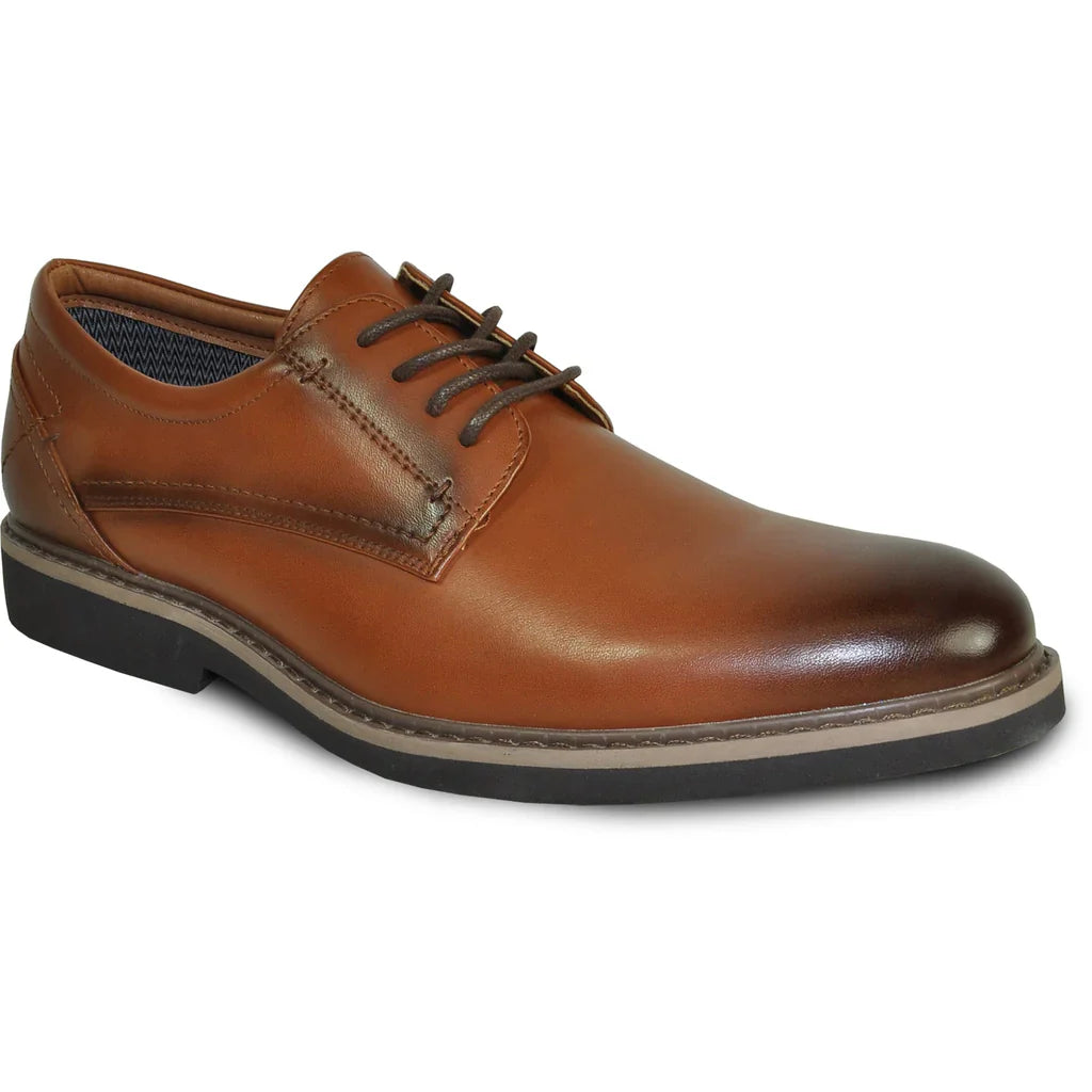 VANGELO Men Dress Shoe VALLO-1 Oxford Formal Tuxedo for Prom and Wedding Brown Matte - Wide Width Available - Ortholite Insole-1