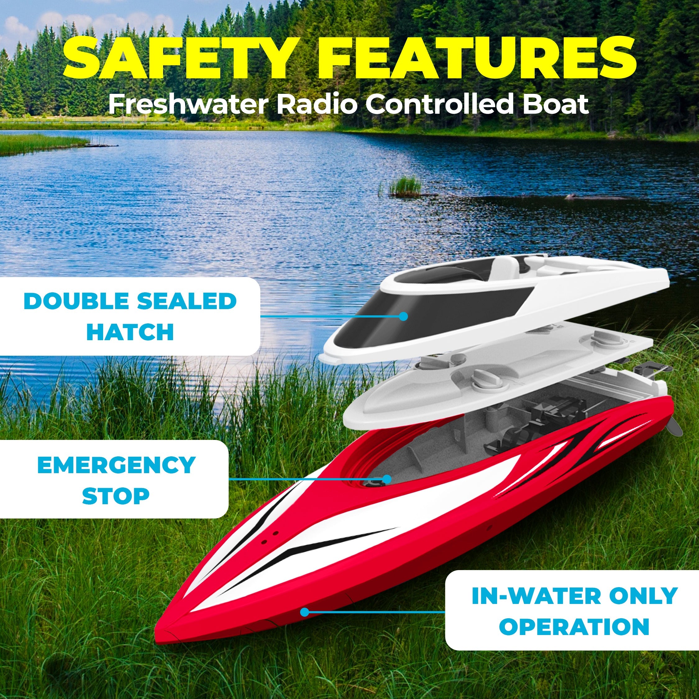 Force1 Velocity H102 RC Boat - Red-4
