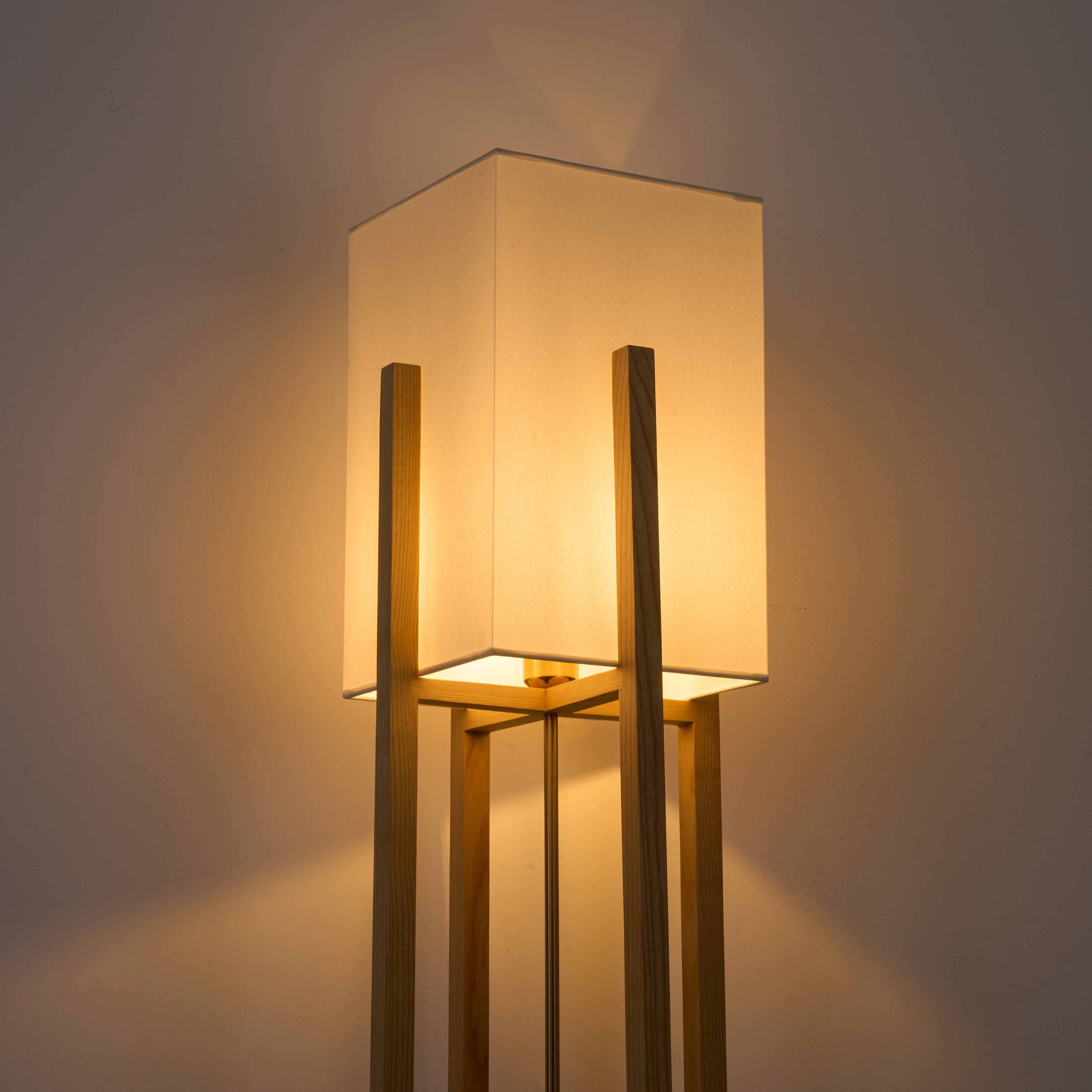 Minimalist Japanese Zen Floor Lamp, Solid Wood Standing Lamp with Soft Fabric Shade-4