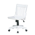White Armless Bankers Chair with Wood Seat-0