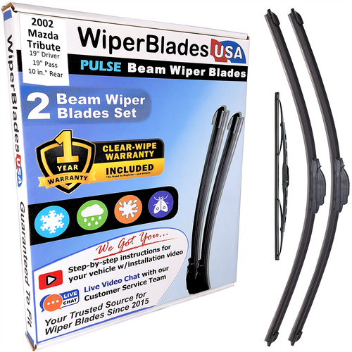 2002 Mazda Tribute Wiper Blades w/1yr Wear Warranty (Set of 3) w/Rear Wipers-0