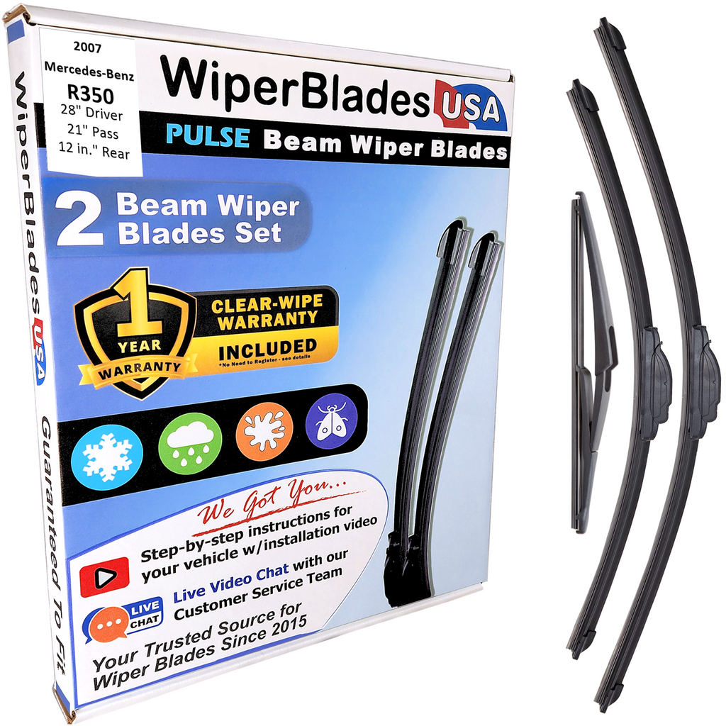 2007 Mercedes-Benz R350 Wiper Blades w/1yr Warranty (Set of 3) w/Rear Wipers-0