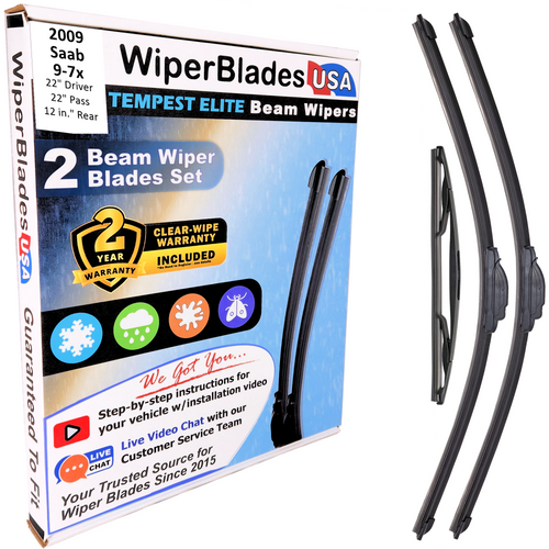 2009 Saab 9-7x Wiper Blades w/2yr Wear Warranty (Set of 3) w/Rear Beam Wipers-0