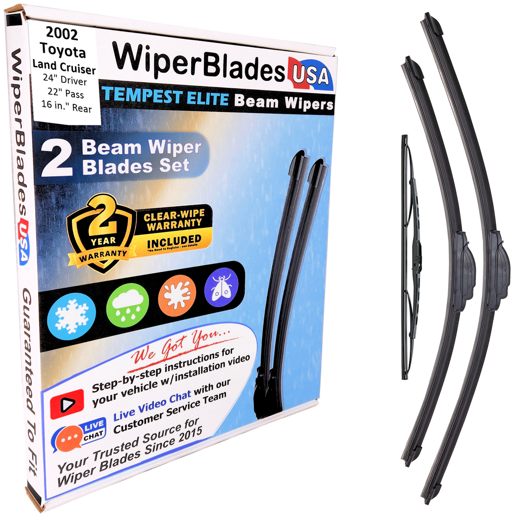 2002 Toyota Land Cruiser Wiper Blades w/2yr Warranty (Set of 3) w/Rear Wipers-0