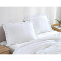 King Size White Ruffled Edge Microfiber Comforter Set-0