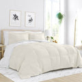 King/Cal King 3-Piece Microfiber Reversible Comforter Set in White and Cream-0