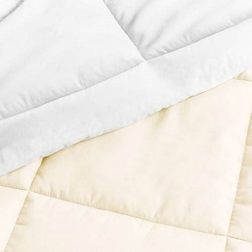 King/Cal King 3-Piece Microfiber Reversible Comforter Set in White and Cream-1