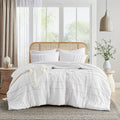 Twin/Twin XL Microfiber Pleated Soft Washed Comforter Set White-0