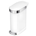 White 12-Gallon Narrow Kitchen Trash Can with Easy Step-on Lid-0