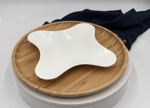 Bamboo And Fine Porcelain 4 Sided Star Dish/plate Setting-2