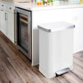 White 20-Gallon Stainless Steel Kitchen Trash Can with Step-on Lid-0