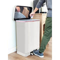 White 20-Gallon Stainless Steel Kitchen Trash Can with Step-on Lid-0
