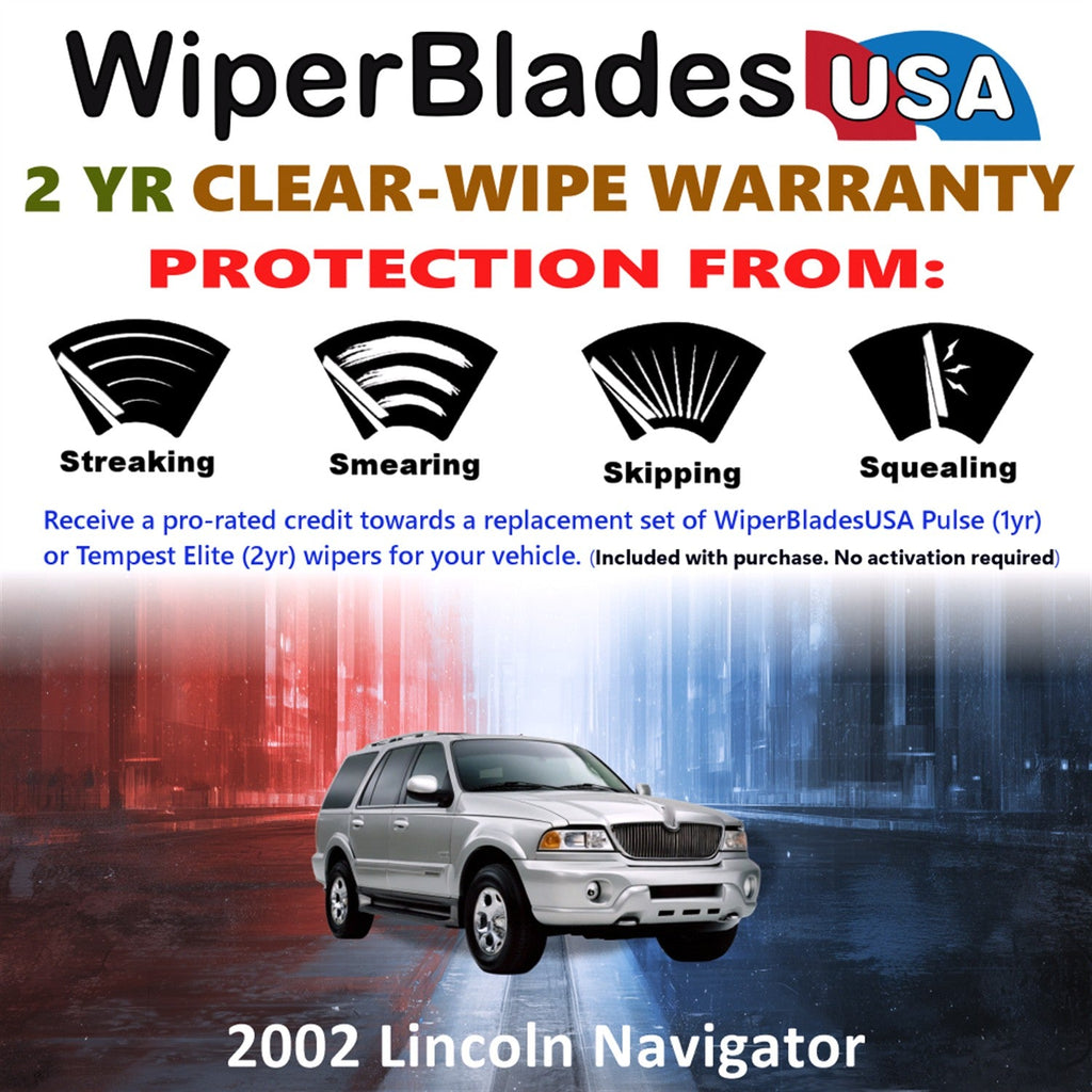 2002 Lincoln Navigator Wiper Blades w/2yr Wear Warranty (Set of 3) w/Rear Wipers-1