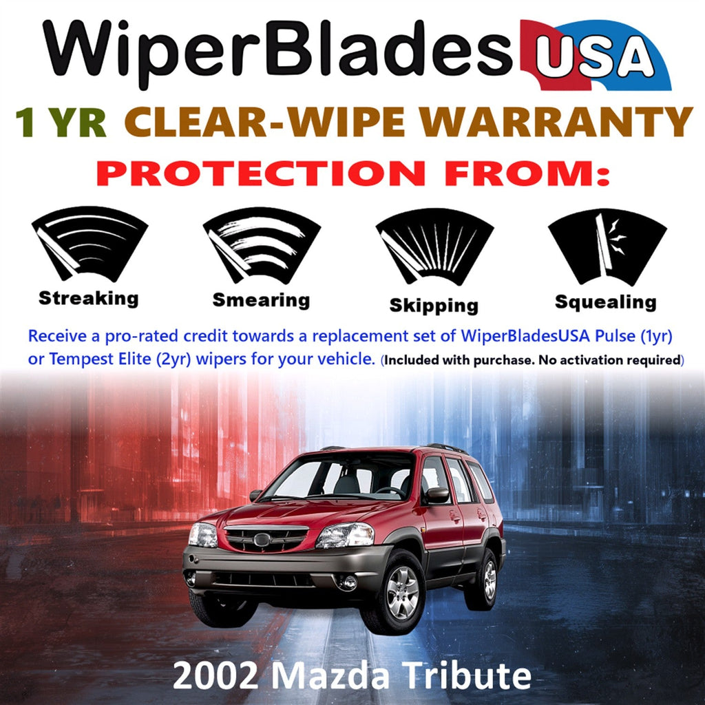 2002 Mazda Tribute Wiper Blades w/1yr Wear Warranty (Set of 3) w/Rear Wipers-1