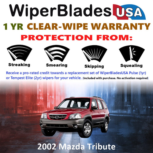 2002 Mazda Tribute Wiper Blades w/1yr Wear Warranty (Set of 3) w/Rear Wipers-1