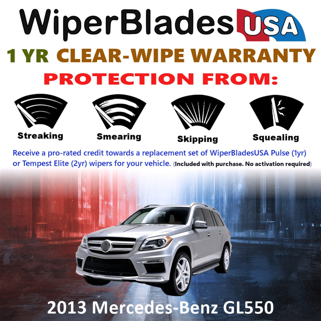2013 Mercedes-Benz GL550 Wiper Blades w/1yr Warranty (Set of 3) w/Rear Wipers-1