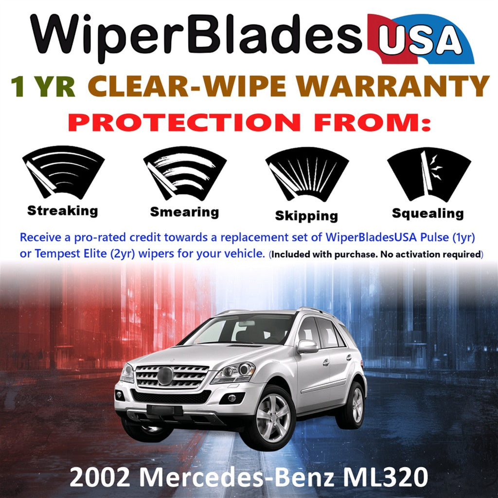2002 Mercedes-Benz ML320 Wiper Blades w/1yr Wear Warranty (Set of 2) Wipers-1