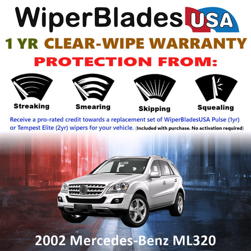2002 Mercedes-Benz ML320 Wiper Blades w/1yr Wear Warranty (Set of 2) Wipers-1