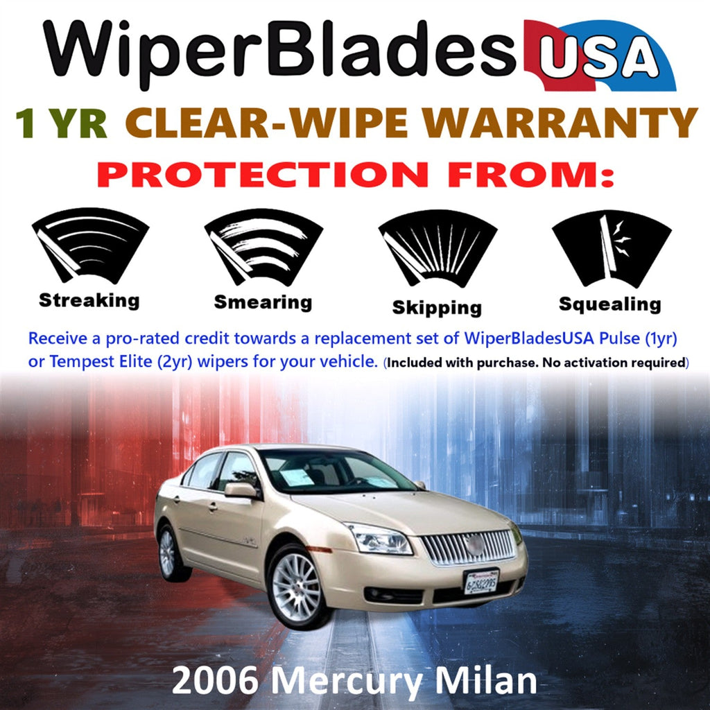 2006 Mercury Milan Wiper Blades Set w/1yr Warranty (Set of 2) Pulse Beam Wipers-1
