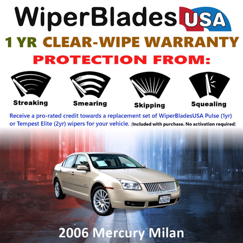 2006 Mercury Milan Wiper Blades Set w/1yr Warranty (Set of 2) Pulse Beam Wipers-1