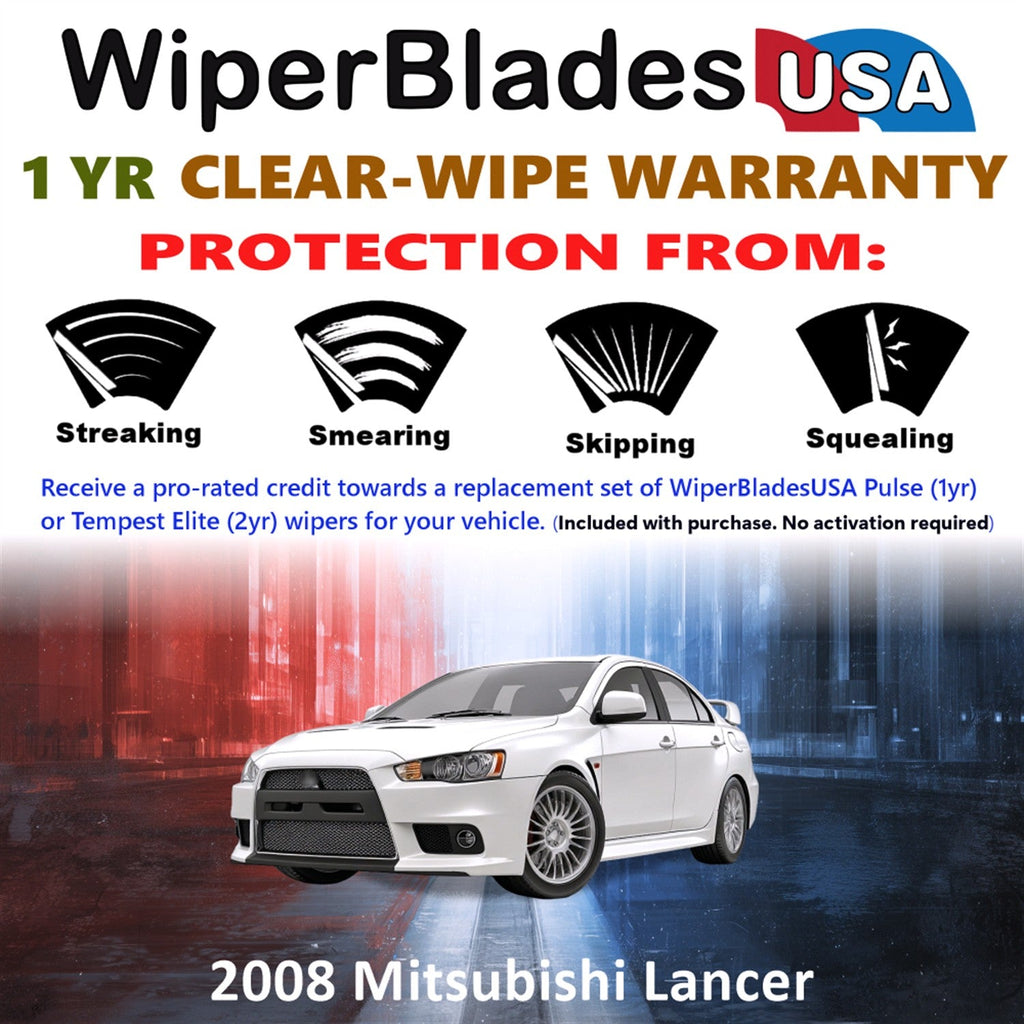 2008 Mitsubishi Lancer Wiper Blades w/1yr Wear Warranty (Set of 2) Wipers-1