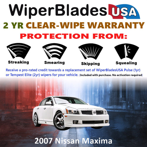 2007 Nissan Maxima Wiper Blades Set w/2yr Wear Warranty (Set of 2) Tempest Elite-1
