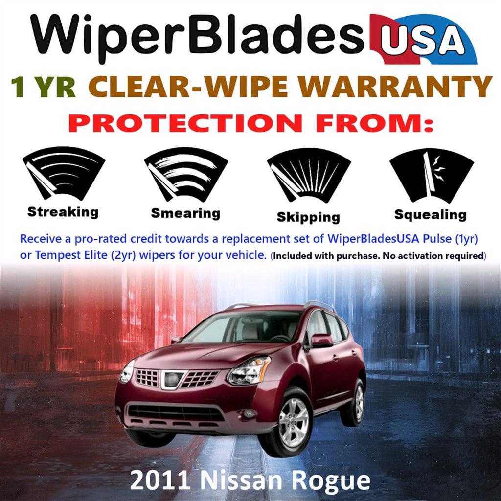 2011 Nissan Rogue Wiper Blades Set w/1yr Warranty (Set of 2) Pulse Beam Wipers-1