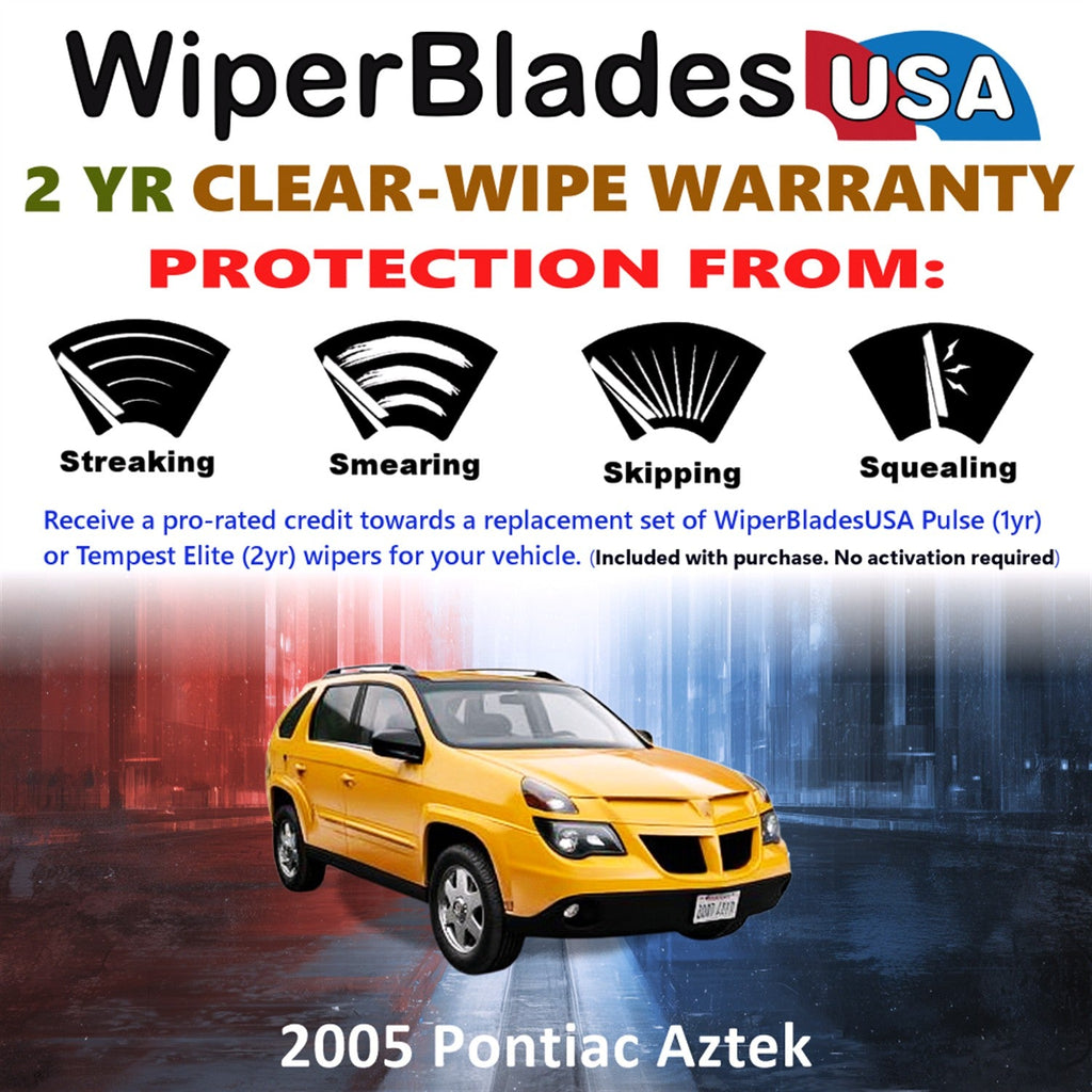 2005 Pontiac Aztek Wiper Blades Set w/2yr Wear Warranty (Set of 2) Tempest Elite-1