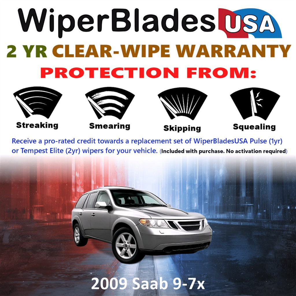 2009 Saab 9-7x Wiper Blades w/2yr Wear Warranty (Set of 3) w/Rear Beam Wipers-1