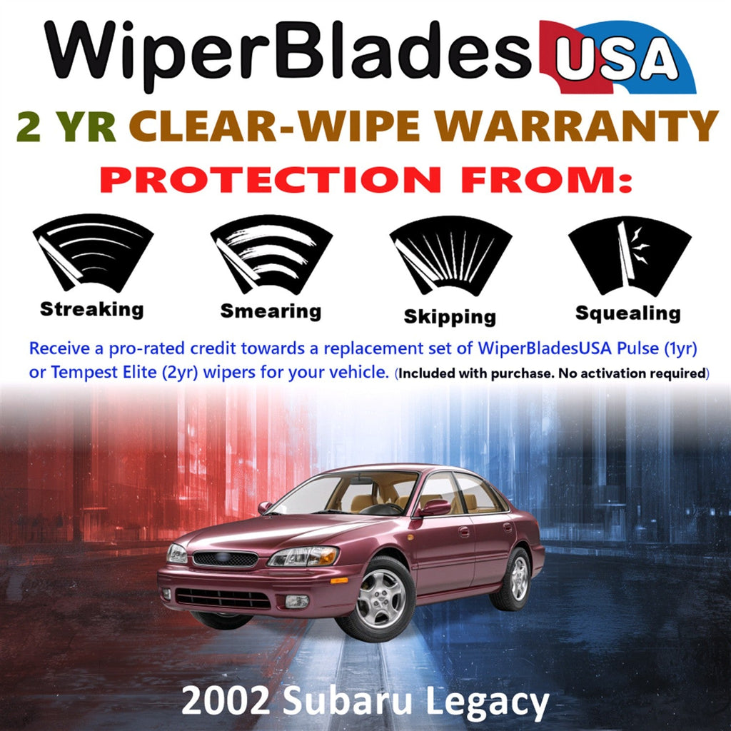 2002 Subaru Legacy Wiper Blades w/2yr Wear Warranty (Set of 3) w/Rear Wipers-1