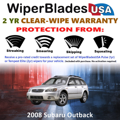 2008 Subaru Outback Wiper Blades w/2yr Wear Warranty (Set of 3) w/Rear Wipers-1