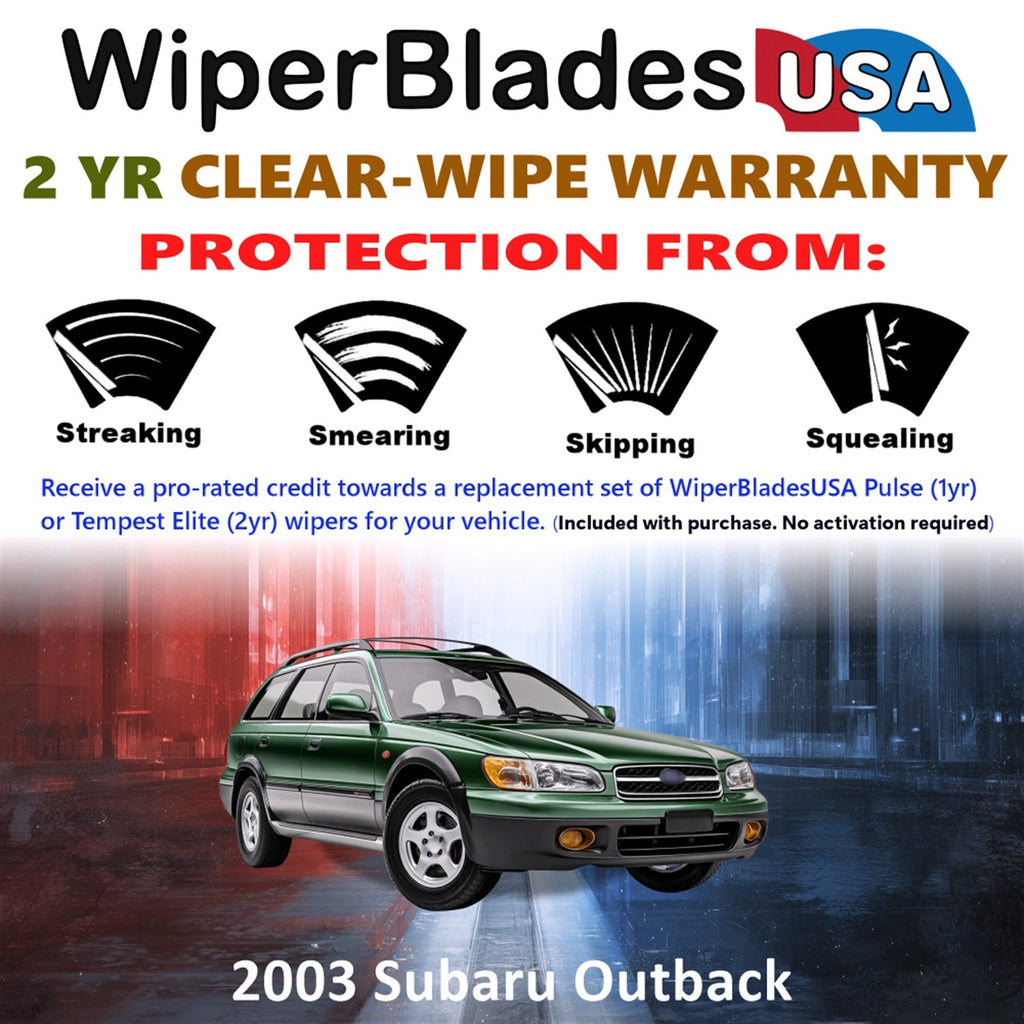 2003 Subaru Outback Wiper Blades w/2yr Wear Warranty (Set of 3) w/Rear Wipers-1