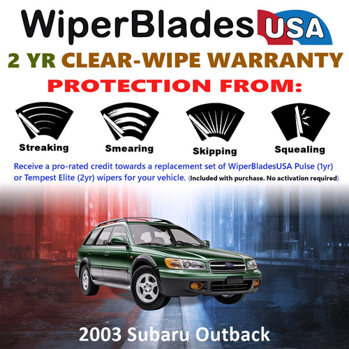 2003 Subaru Outback Wiper Blades w/2yr Wear Warranty (Set of 3) w/Rear Wipers-1