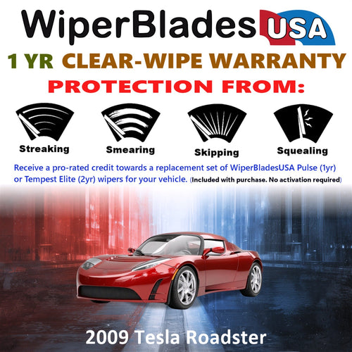 2009 Tesla Roadster Wiper Blades Set w/1yr Warranty (Set of 2) Pulse Beam Wipers-1