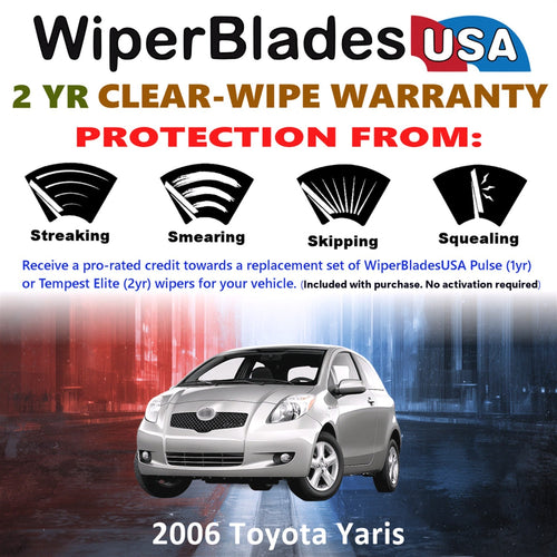 2006 Toyota Yaris Wiper Blades Set w/2yr Wear Warranty (Set of 2) Tempest Elite-1