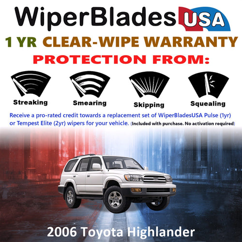 2006 Toyota Highlander Wiper Blades w/1yr Wear Warranty (Set of 3) w/Rear Wipers-1