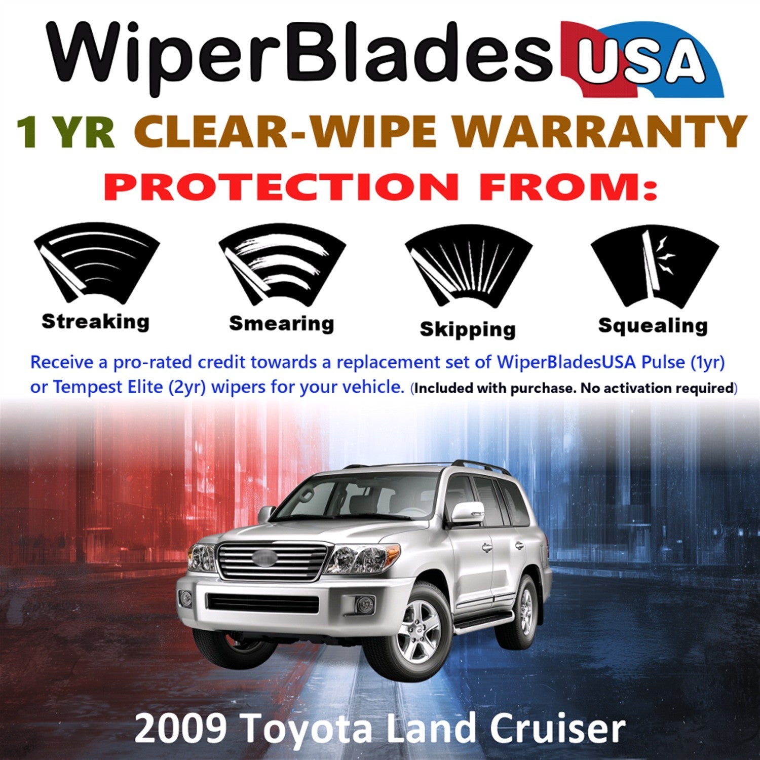 2009 Toyota Land Cruiser Wiper Blades w/1yr Warranty (Set of 3) w/Rear Wipers-1