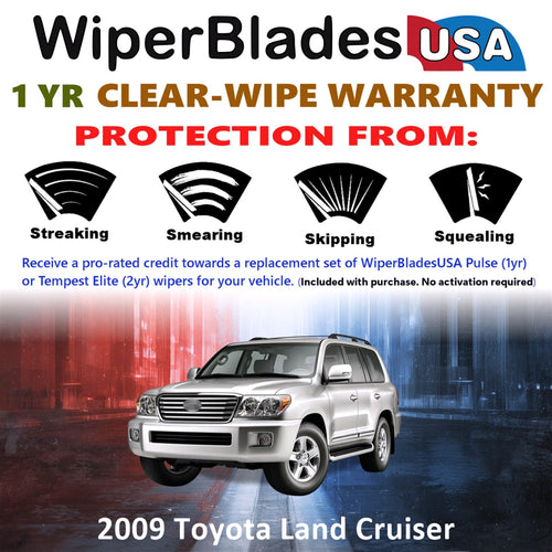 2009 Toyota Land Cruiser Wiper Blades w/1yr Warranty (Set of 3) w/Rear Wipers-1