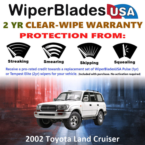2002 Toyota Land Cruiser Wiper Blades w/2yr Warranty (Set of 3) w/Rear Wipers-1