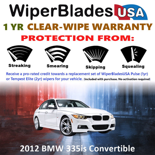 2012 BMW 335is (Convertible) Wiper Blades w/1yr Wear Warranty (Set of 2) Wipers-1