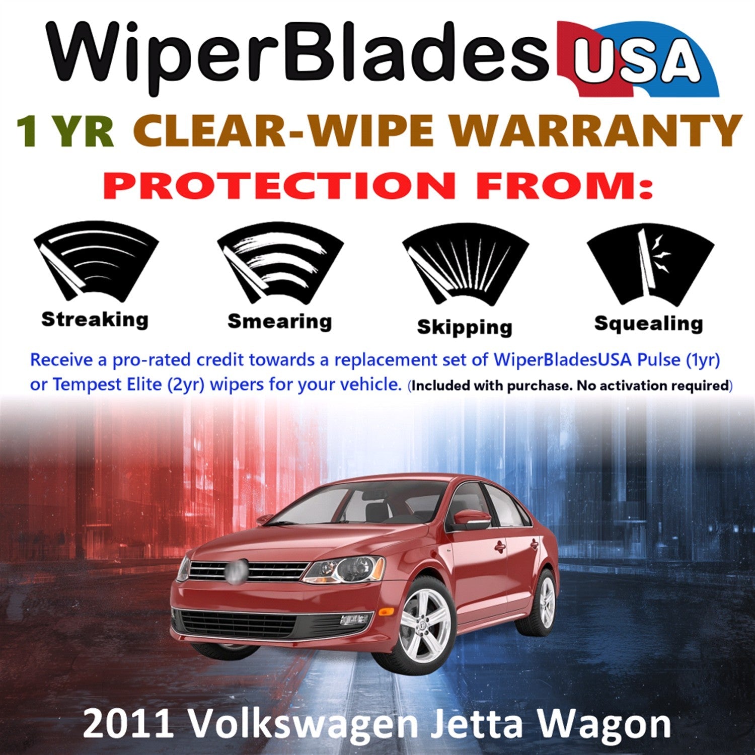 2011 Volkswagen Jetta (Wagon) Wiper Blades Set w/1yr Warranty (Set of 3) w/Rear-1