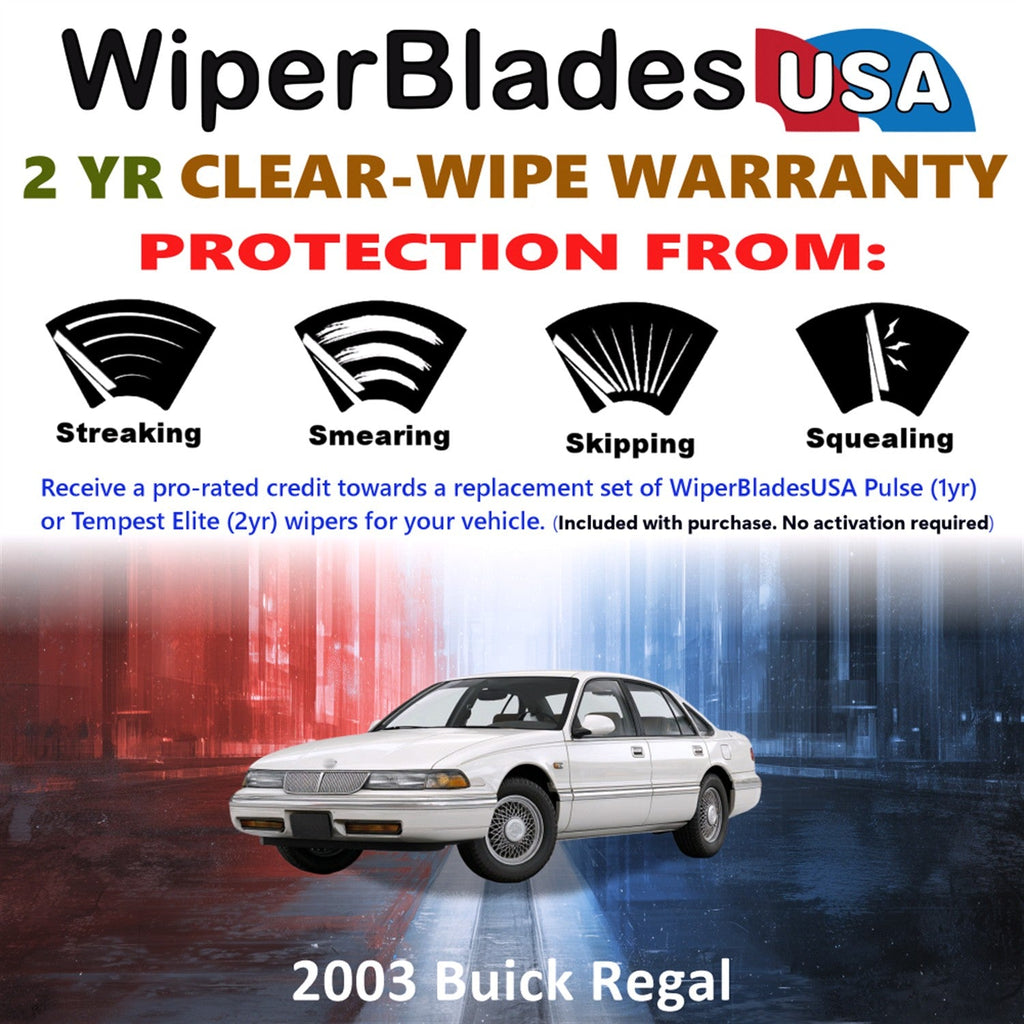 2003 Buick Regal Wiper Blades Set w/2yr Warranty (Set of 2) Tempest Elite Wipers-1