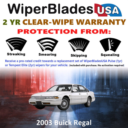 2003 Buick Regal Wiper Blades Set w/2yr Warranty (Set of 2) Tempest Elite Wipers-1