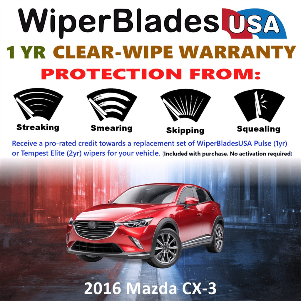 2016 Mazda CX-3 Wiper Blades Set w/1yr Warranty (Set of 2) Pulse Beam Wipers-1