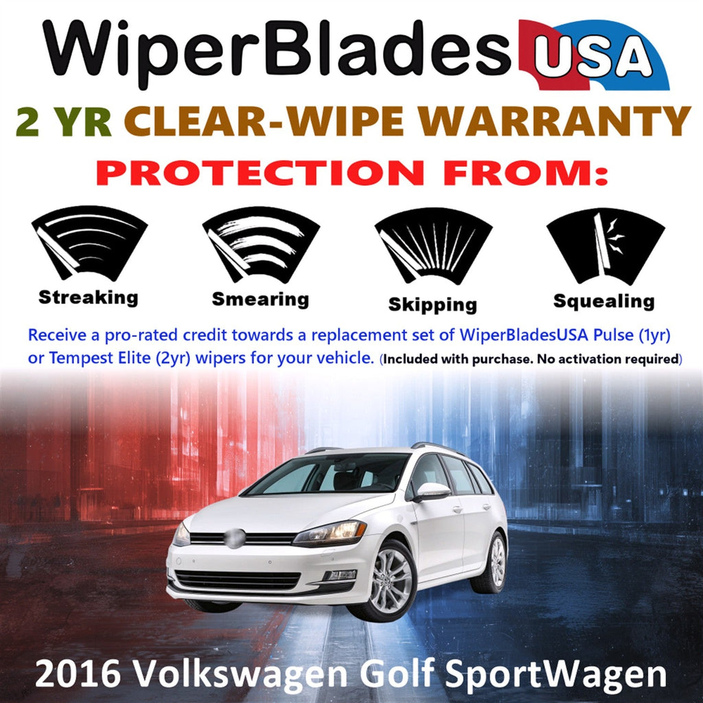 2016 Volkswagen Golf SportWagen Wiper Blades w/2yr Warranty (Set of 3) w/Rear Wipers-1